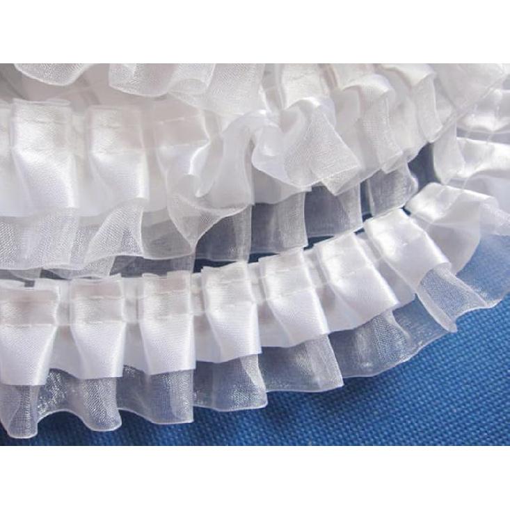 YYCRAFT Pack of 5y Two Tone Satin Organza Lace Edge Trim 1.5" Wedding Ribbon Sewing (Royal)