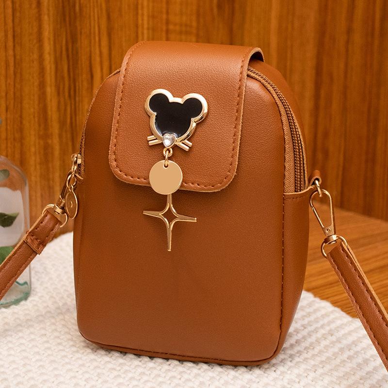 

Ladies bag new cute girl mobile phone bag fresh and sweet beautiful woman shoulder messenger bag коричневый