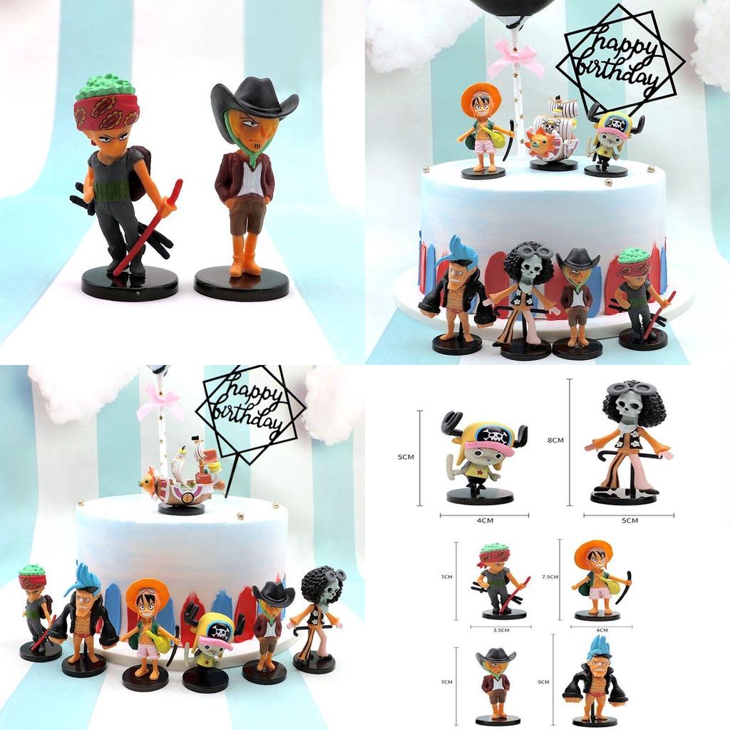 One Piece 6pcsset Figures Monkey D Luffy Zoro Chopper Miniatures Pvc Gift Toys