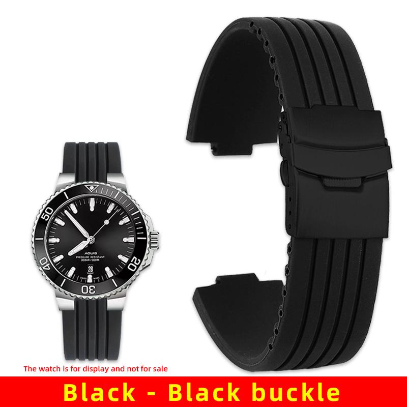 22x11mm 24x12mm vypouklý konec Silikonový řemínek k hodinkám Pro Oris Aquis 7330 7740 Řemínek k hodinkám Potápěčský měkký gumový Pánský náramek