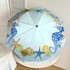 1pc Seashell Starfish Coral Wreath Border Clipart Umbrella with Plastic Handle,Suitable for All Seasons Home Travel Outdoor UmbrellaDD1634