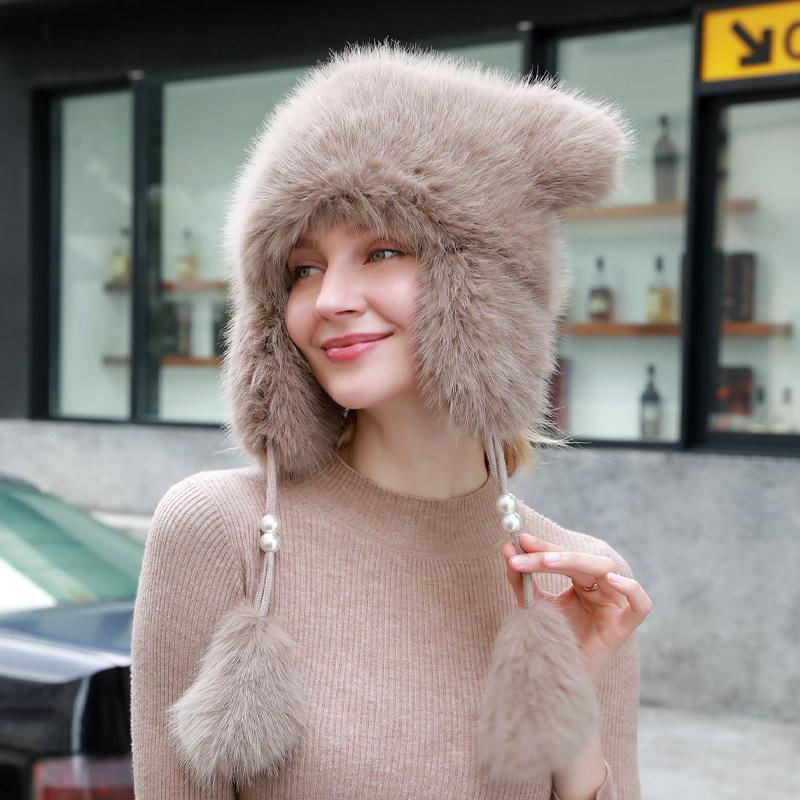 New Hat for Women In Autumn and Winter Northeast Big Head Wielding Lei Feng Hat Outdoor Riding Cold Winter Warm Ear Protection Hat