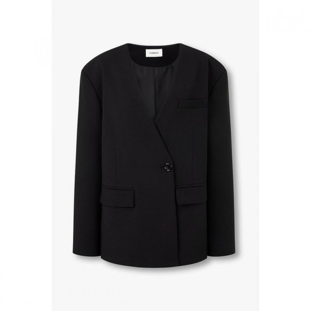 Studio Tomboy No Collar V Neck One Button Jacket  9106112102ar 