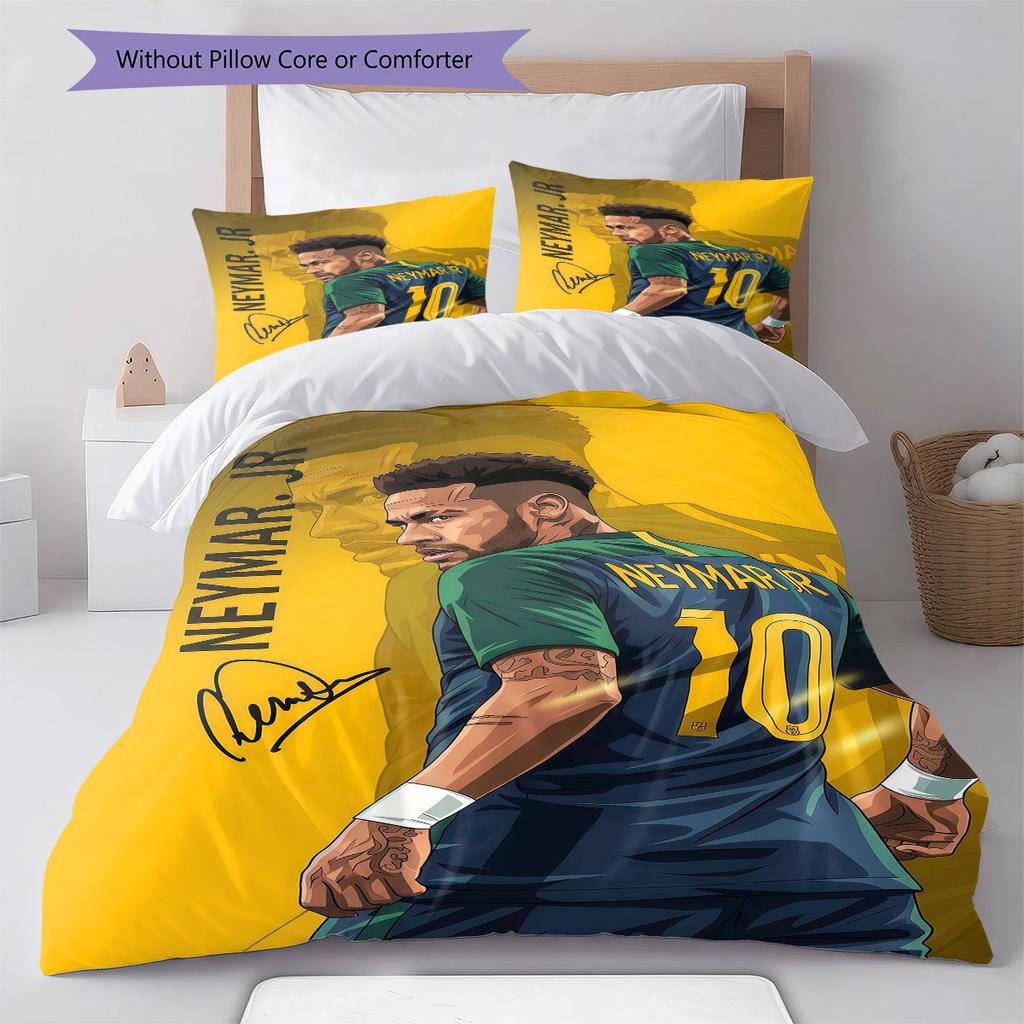 Neymar Pattern Bedding,Quilt Set Quilt Cover Pillowcase Home Birthday Gift(1 * duvet cover + 2 * pillowcase, without core)