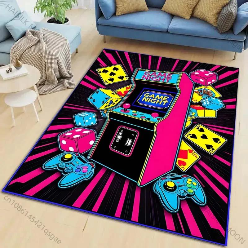 Retro Neon Game Consoles Printed Carpet for Living Room Bedroom Sofa Home Decor Non-slip Floor Mat Modern Carpet Large Size