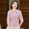 Hodo Women's Elegant Lapel Long-Sleeve T-shirt