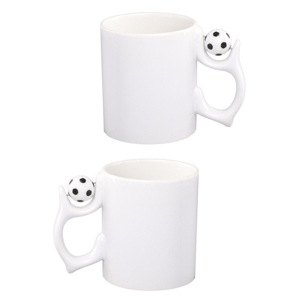 2Pcs Soccer Mugs Ceramic Coffee Cups White Milk Drink Containers Creative Multifunctional Beverage Storage Cup Gifts for Couples