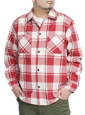 ECHTES DICKIES Herren Karoshirt, Übergröße, Logo Stickerei Print, Twill Arbeitshemd, Größe 5L, Rot x Weiß (01)
