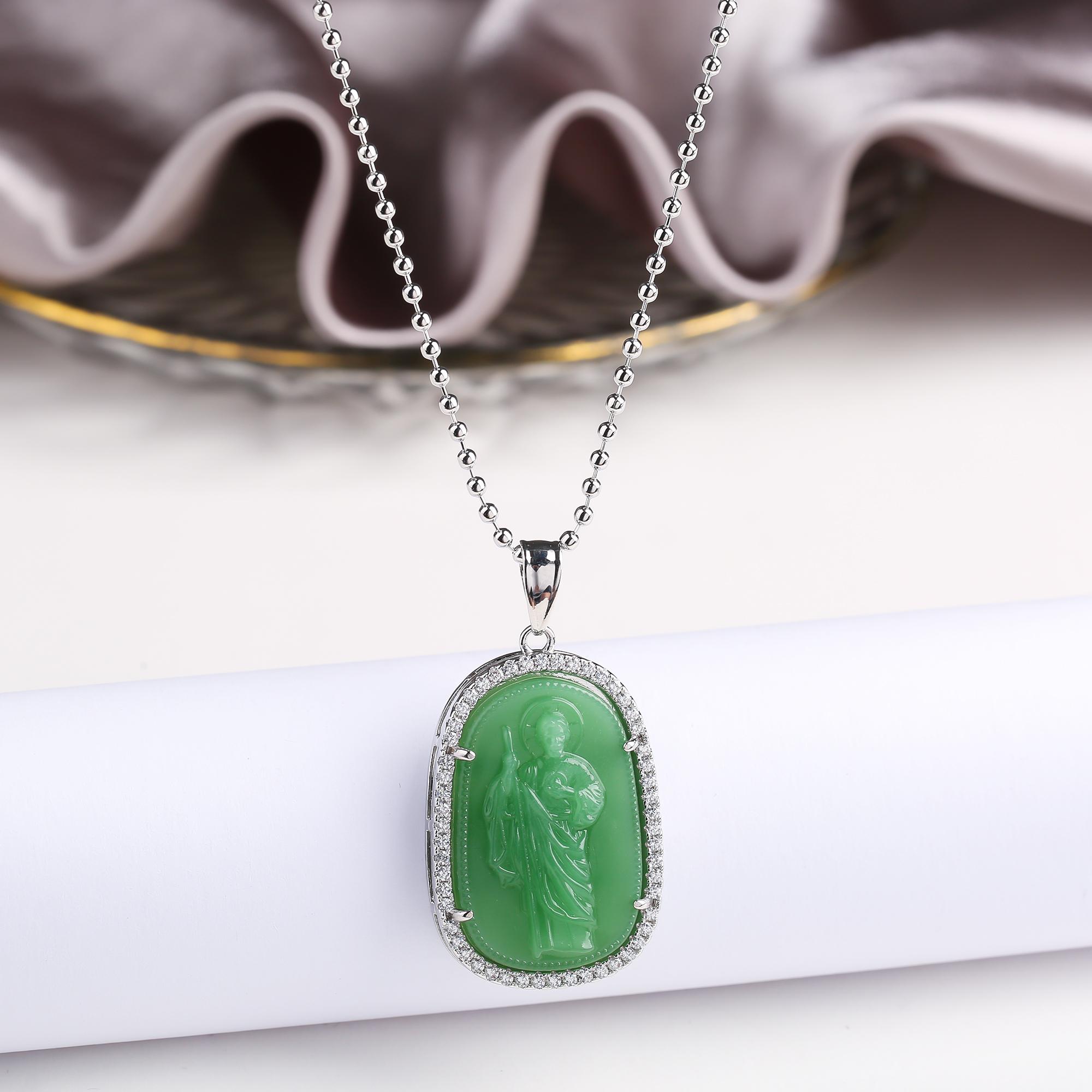 

Gold/Copper Hot Sale Religious Style Gold Plated St. Jude Zircon Pendant Necklace Personalized for Man Woman Party Zircon Gift