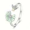 Metal Electroplating Fresh Dripping Oil Ring Female, Bee Flower Daisy Ring, Idyllic Exquisite Jewelry