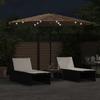 Vidaxl Parasol Ogrodowy Z Led, Stalowy Słupek, Brązowy, 324X324X247 Cm
