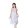 2026 Ice Silk Women’s Pajamas: Mid-Length, Chest Pads, Camisole, Nightgown, Pure Desire Style, Lightweight Home Wear.