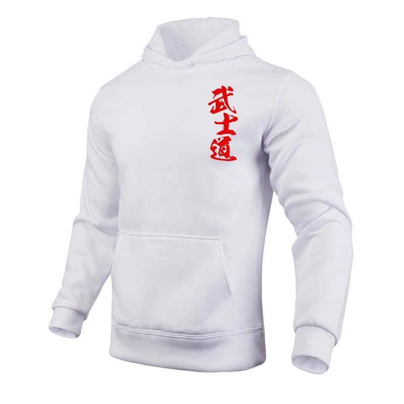 2025 New Arrival Men's Hooded Sweatshirt Japan Bushido Print Hoodies Male Urban Casual Sporty Pullover Gym Fitness Fashion Tops