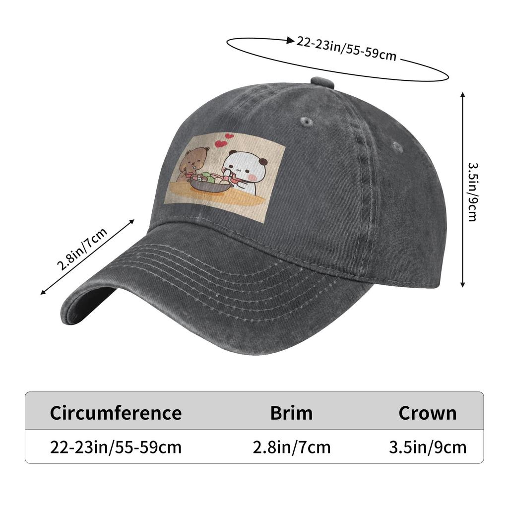 Bubu Dudu Pandabjörnar Tecknad Denimkeps Casual Basebollkepsar Justerbar Hatt Sommar Unisex Basebollkepsar