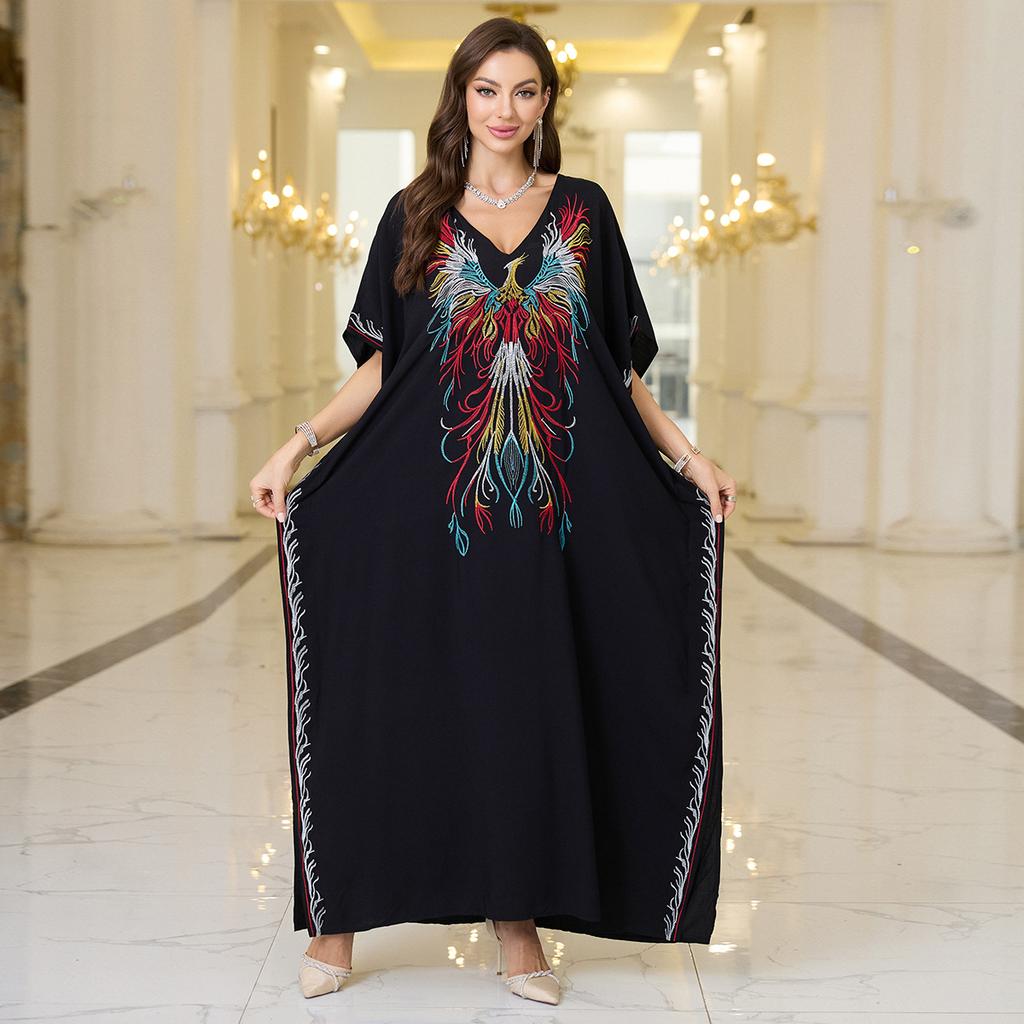 Moda damska Lato Wiosna Kwiatowy wzór Nadruk Rękawy 1/2 Dekolt w serek Luźna talia Sukienki codzienne