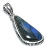 Natural Labradorite Gemstone 925 Solid Sterling Silver Gift Pendant 1.77" M9H94