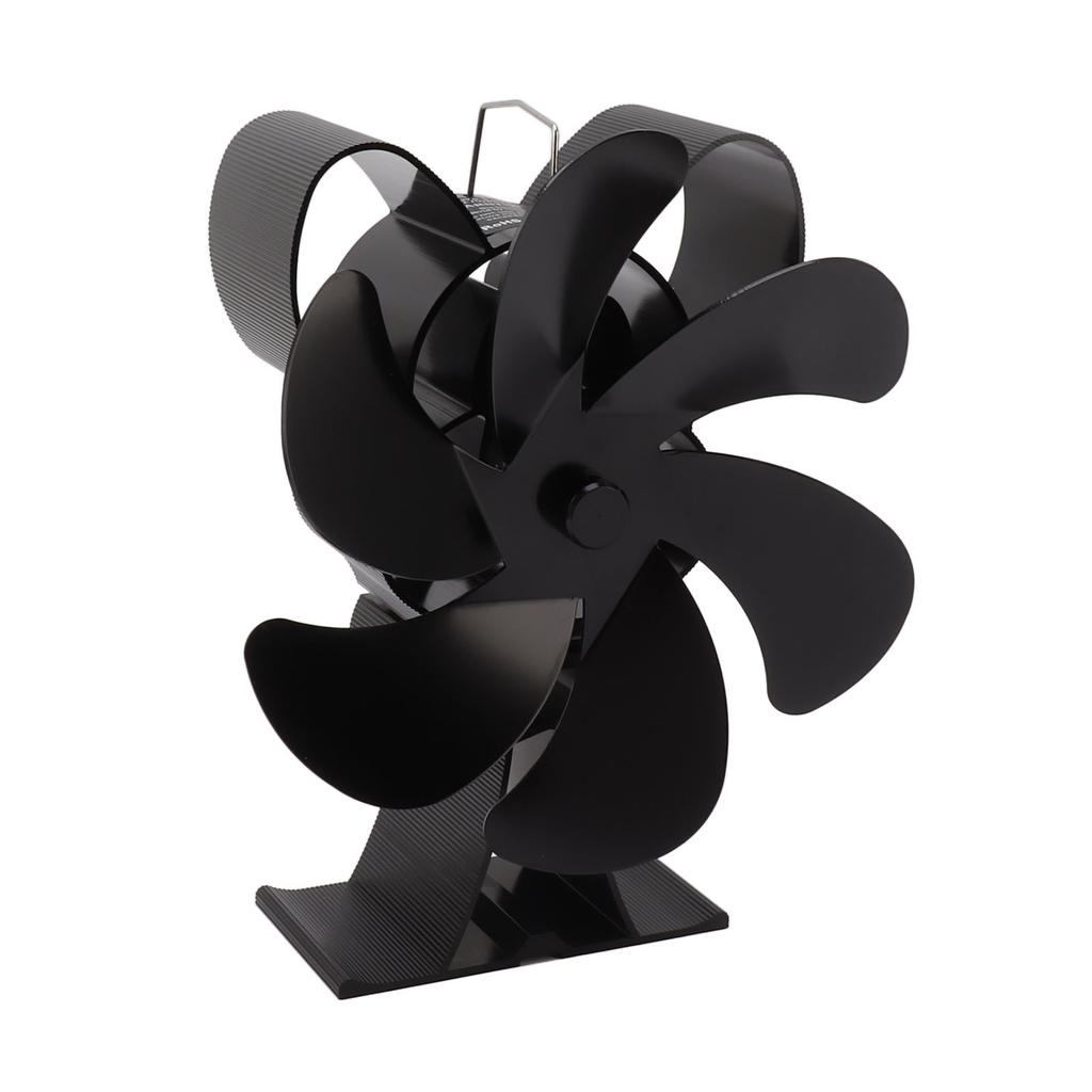 6 Blade Heat Powered Stove Fan for Wood Fireplace Chimney Fireplace Fan Increases Warm Air Silent Operation Black