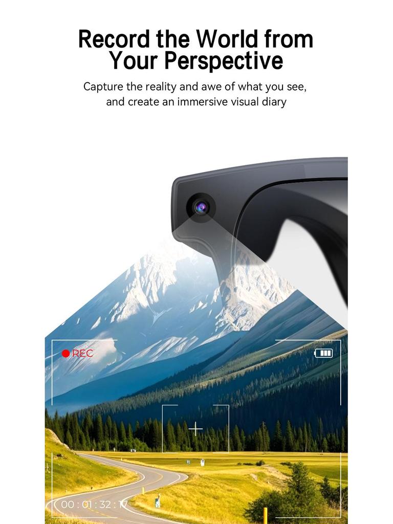KI-Smart-Brille mit 8MP Kamera, Bluetooth-Musik, Anrufannahme & Übersetzung