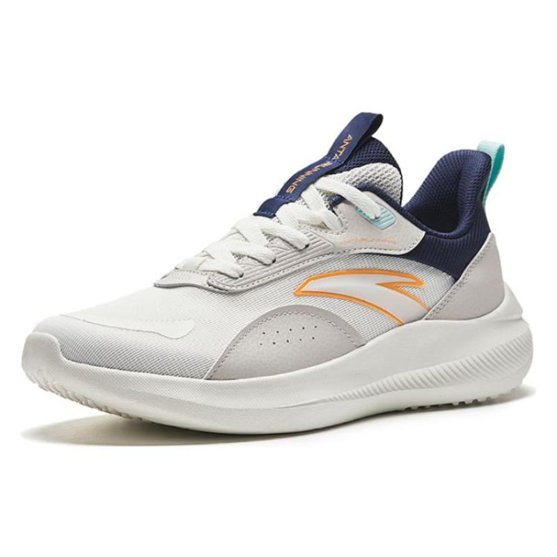 Anta Liuyun Abrasion Resistant Low Top Casual City Commute Running Shoes Men's White Orange Sneakers 912345512-2