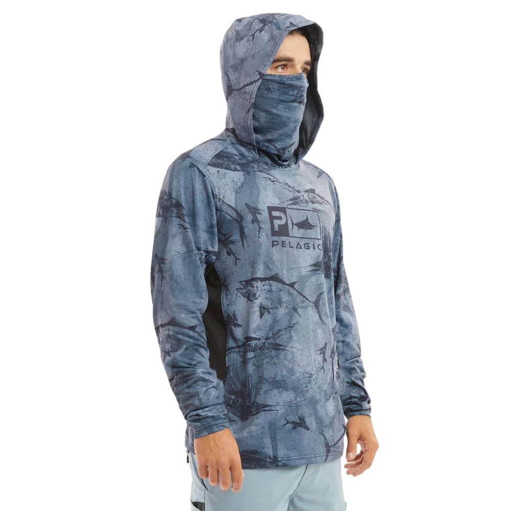 Dunkelblau UV-Schutz Langarm Angel-Kapuzenpullover