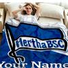 1PC Hertha BSC Custom Name Patterned Flannel Blanket Suitable For All Seasons for Home Decor Warmth and Comfort Gifts Holiday Present