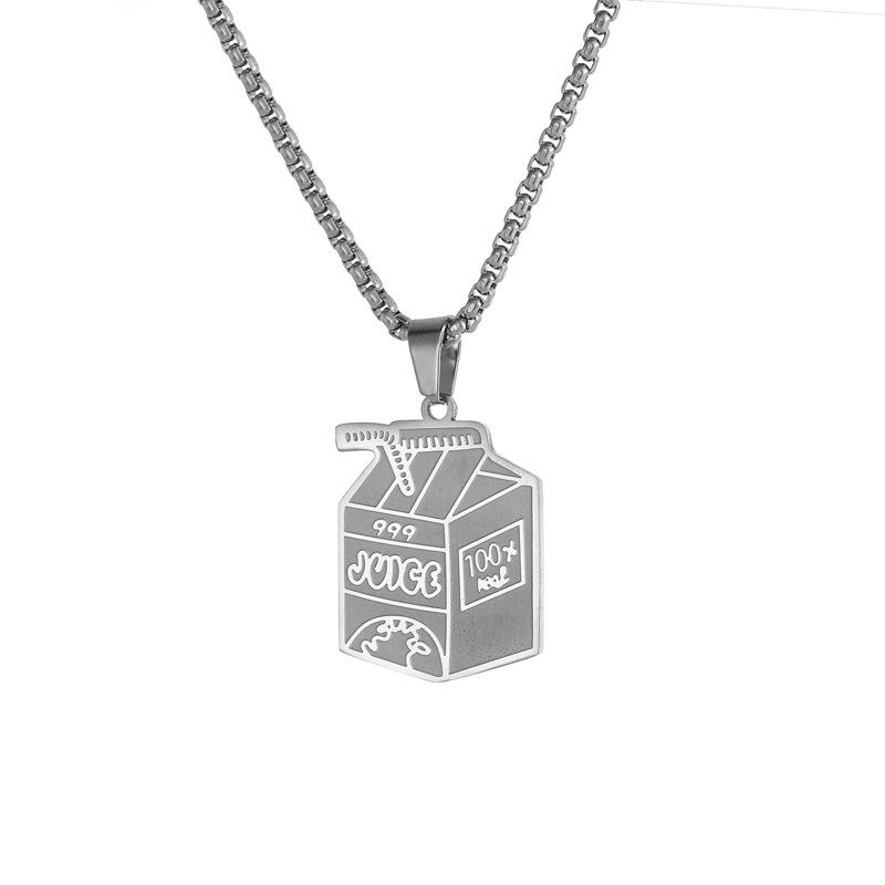 European and American Jewelry Milk Bottle Pendant Titanium Steel Jewelry Necklace