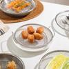 Stainless Steel Mesh Oil Filter Tray Drain Basket Set Reusable Vegetable Draining Rack With Handle Round Fried Food Strainer