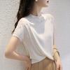 Short-sleeved Women's Summer New Hollow Mesh Embroidered Ice Silk Short-sleeved Knitted Top