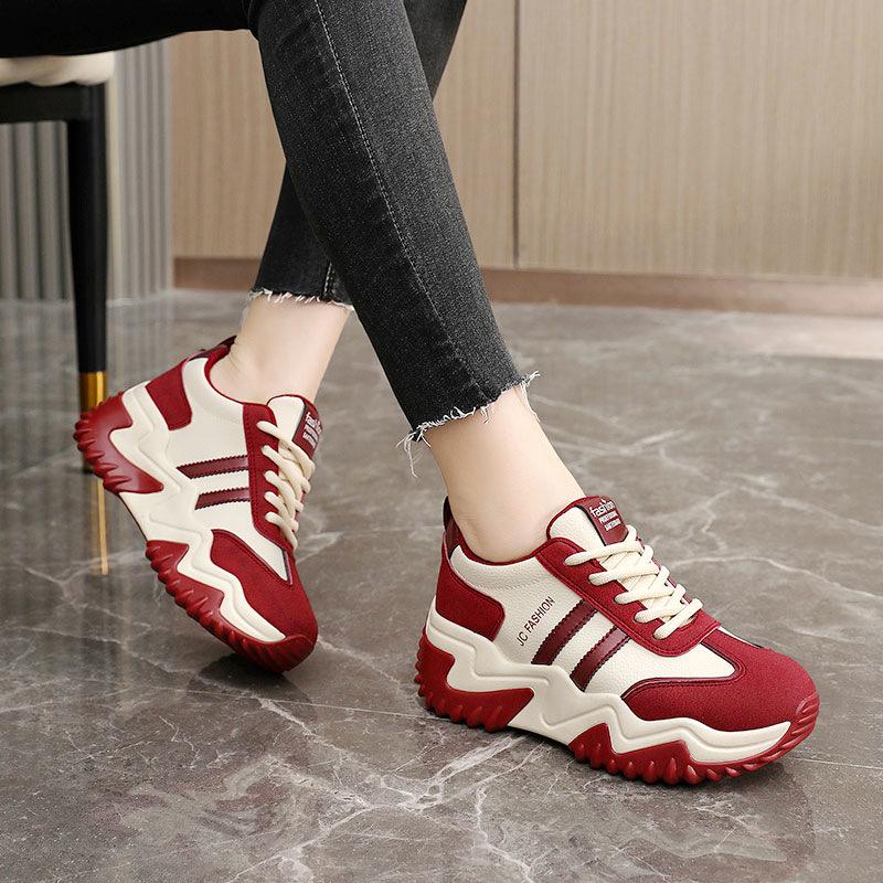 High-end Internal High-end Autumn Dad Shoes Korean Casual Shoes Sneakers Thick Sole Color-blocking and Breathable Women