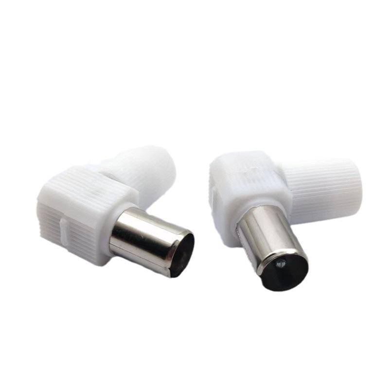 90° Solderless RF TV Connector - 9.5mm Male Antenna Plug