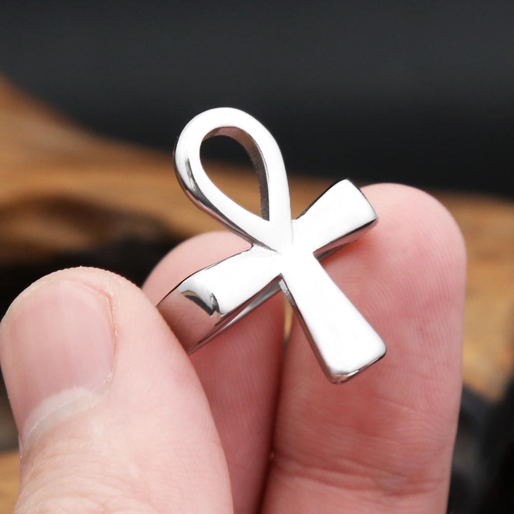Egyptiske Ankh Fingerringer i Rustfritt Stål for Menn Kvinner Punk Hip Hop Korsring Mote Smykketilbehør Gaver Dropshipping