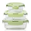 Heat-Resistant Glass Food Storage Containers, Microwave-Safe Lunch Boxes, Bento Boxes with 1000+ Compartments, 880ml + 650ml + Bag + Tableware Set