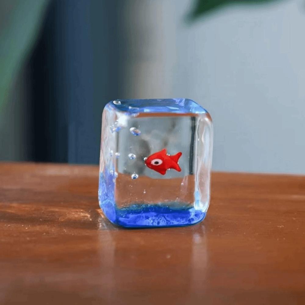 Creative Mini Glass Fish Tank Cute Transparent Aquarium Decoration Vibrant Colors Cartoon Animal Shape Mini Pocket Fish Statue