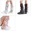 Damen Cargo Beinlinge mit Kordelzug Harajuku Punk Baggy Gestapelte Beinstulpen Gamaschen Ausgestellte Fußlose Socken Streetwear