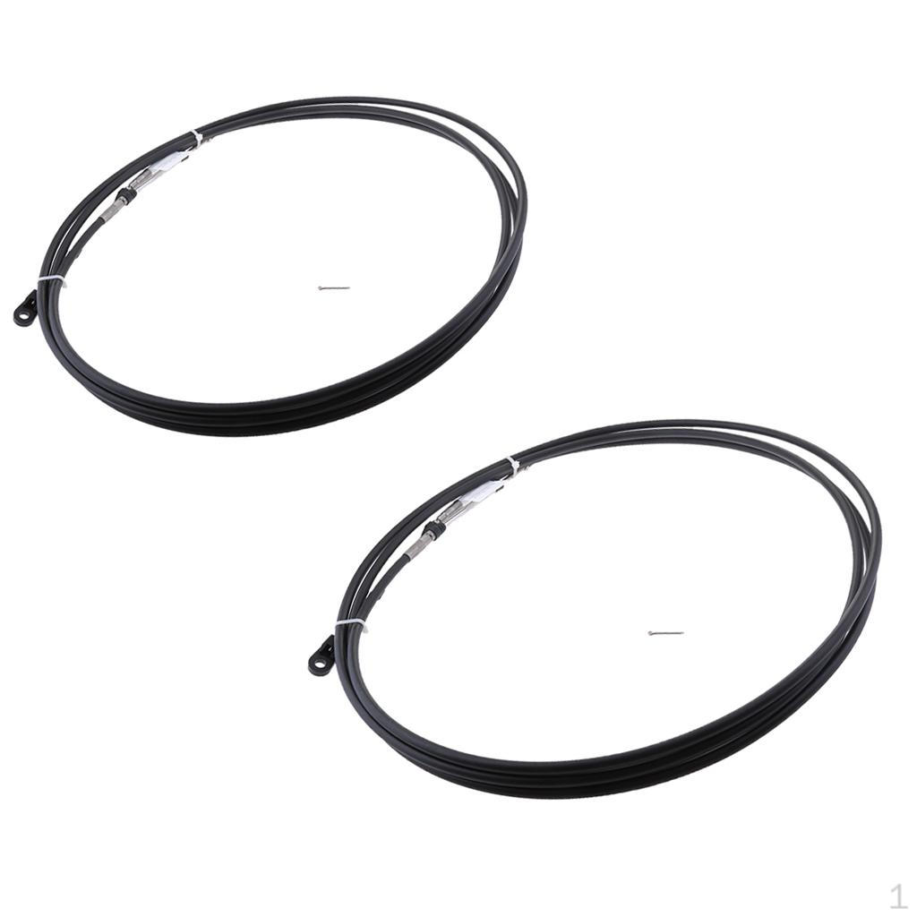 2pcs Universal Throttle Cable Black For Marine Boat Motor Control Lever 26FT
