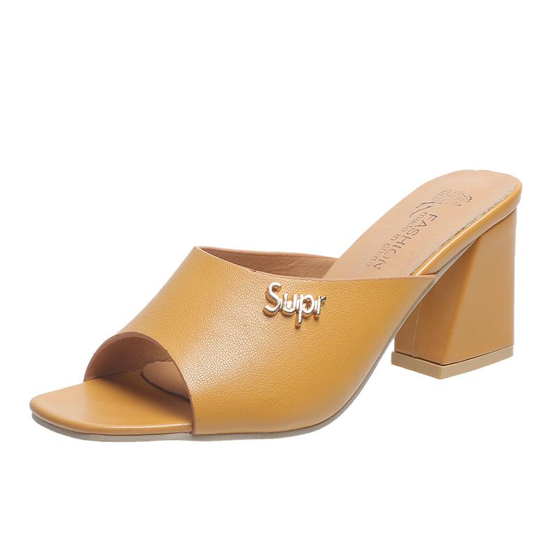 

Женские сандалии лето 2025 Женские шлепанцы летнего стиля на каблуке Шлепанцы для девочек Удобные сандалии Женские 36 имбирный