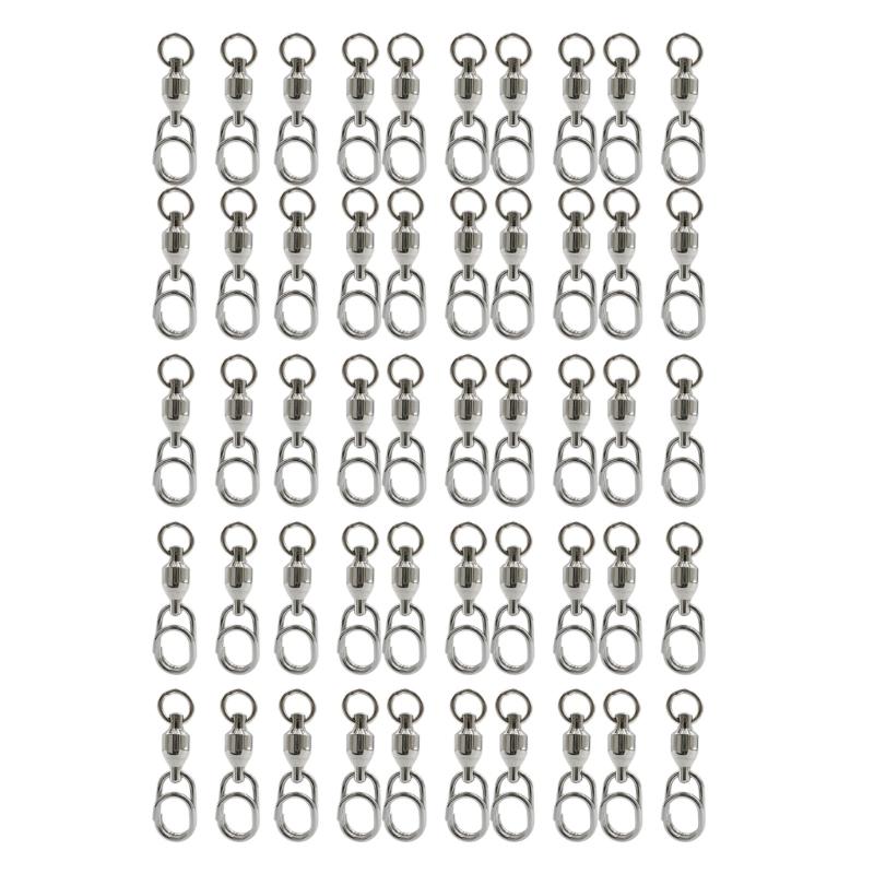 50Pcs Fishing Line Hook Connectors Round Bearing Swivels Fishing Snap Fishing Swivels Fishing Swivels with Locking Snap