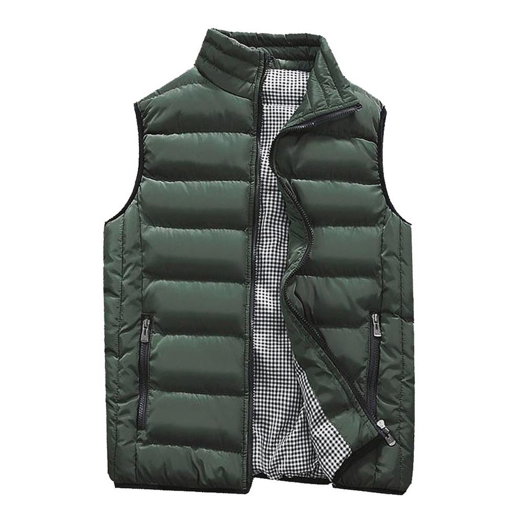 Men Winter Coat Padded Cotton Vest Warm Hooded Thick Vest Tops Jacket