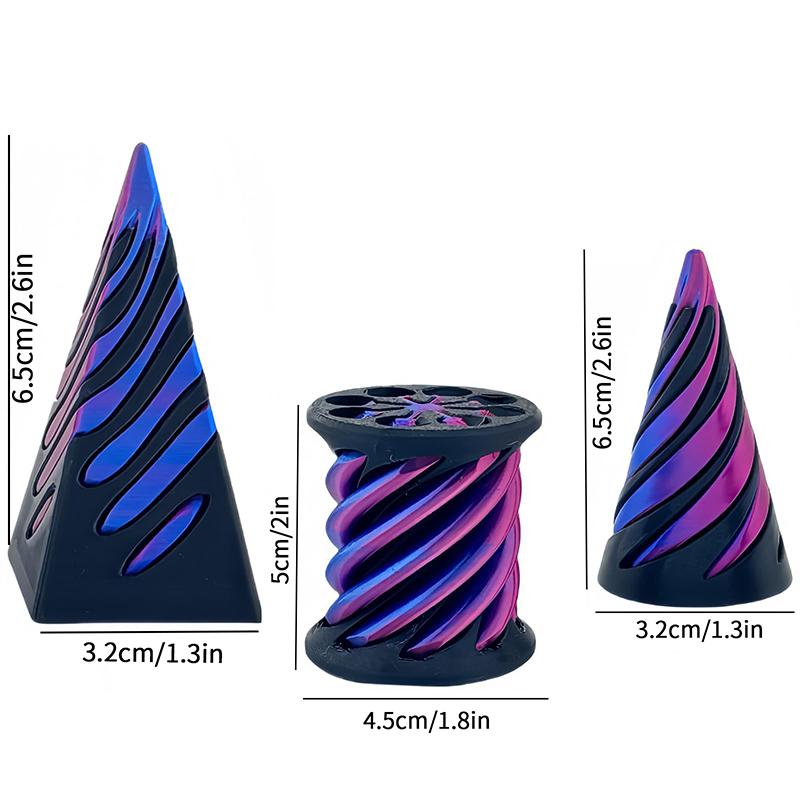 2/3/5/7pc Set 3D Printed Spiral Cone Prelearning 3D Printed Toy Spiral Pyramid Fidget Toy Stress Relief Christmas Gifts Ornament