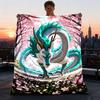 1pc Fantasy Dragon Artwork Print Outdoor Blanket, Lightweight Polyester,