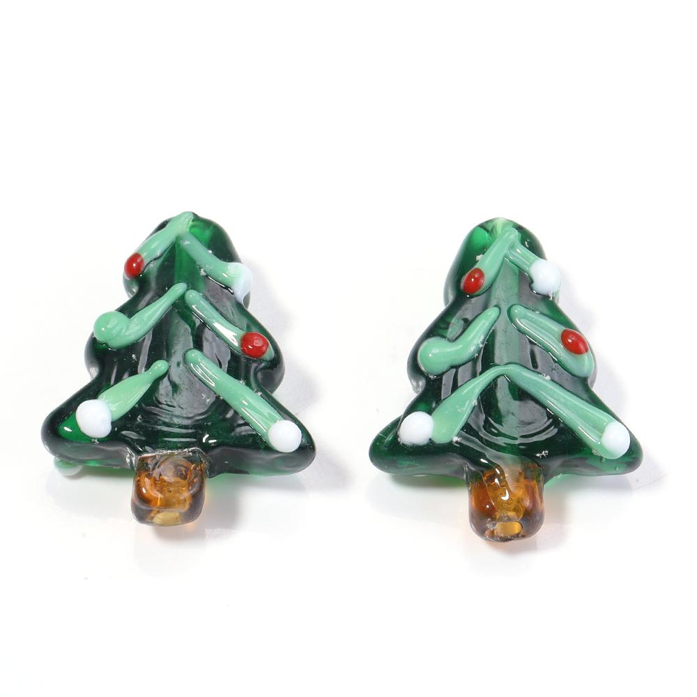 2pcs/lot Christmas Series Lampwork Beads Cute Santa Claus Snowman Xmas Tree Loose Glass Beads For DIY Jewelry Making Accessories