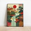 Elegant Japanese Cherry Blossom Landscape Canvas Printing Vinyl Record Turntable Music Wall Art Poster Suitable for Home Decor