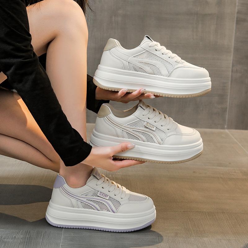 Summer Korean version of the new breathable mesh casual little white shoes thick-soled non-slip heightening women's board shoes tide