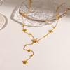 Popular 18K Gold Plated with Diamonds Octagram Y Chain Stainless Steel Non-fading Necklace Light Luxury Niche Accessories Women