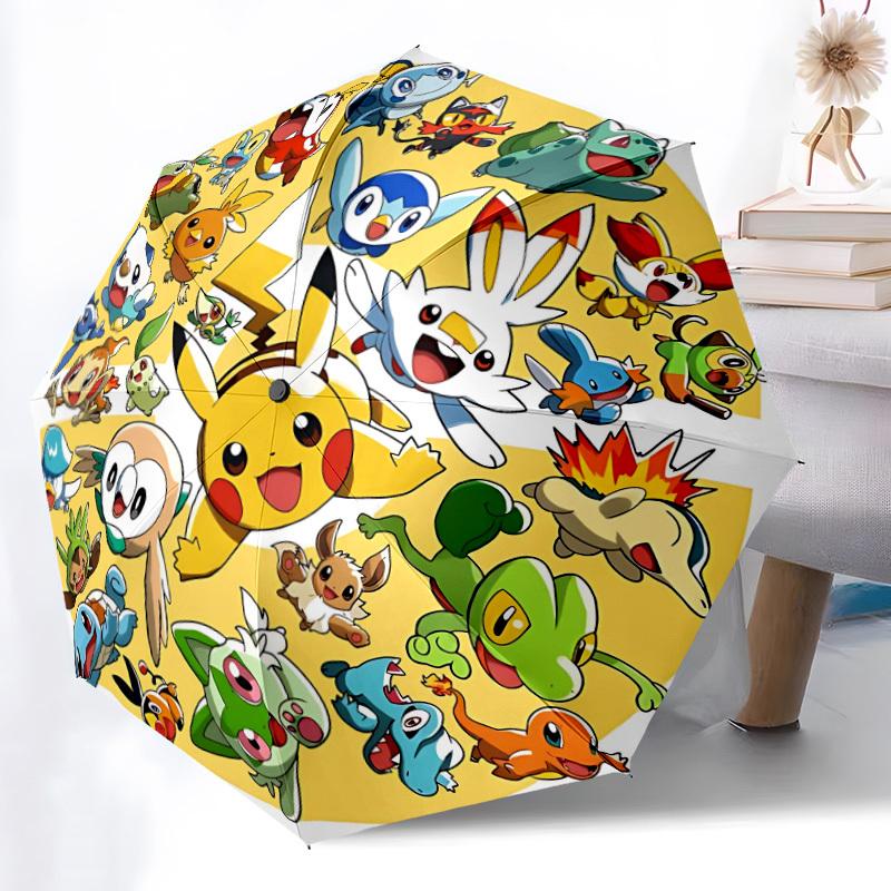 1pc Pokemon, Pikachu Automatic Umbrella Durable Iron Frame & Plastic Handle, Gift for Men & Women, Sturdy Construction, Best for Christmas, Helloween,