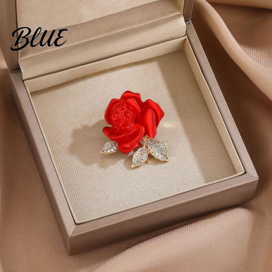 Decorative Brooch Pin 3D Rose Flower Shape Sparkling Rhinestones Inlaid
