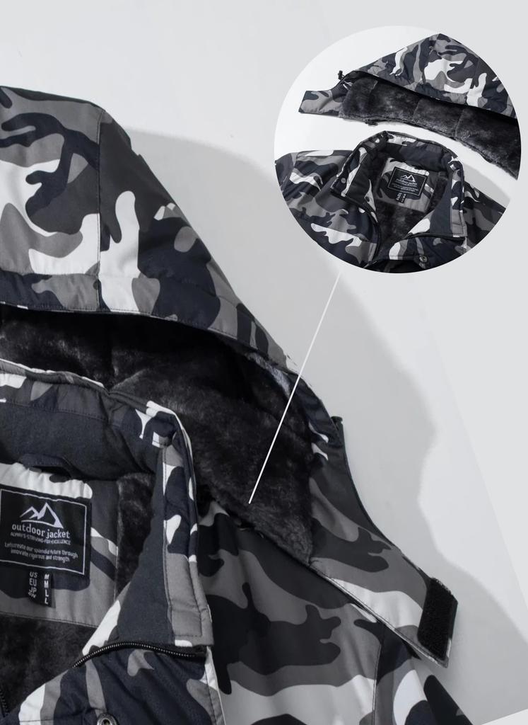 TACVASEN Outdoor Jacket for Fall and Brushed Fleece with Boa and Black Size L Men's Windbreaker, Winter, Lining, Water-Repellent, Windproof, Warm,