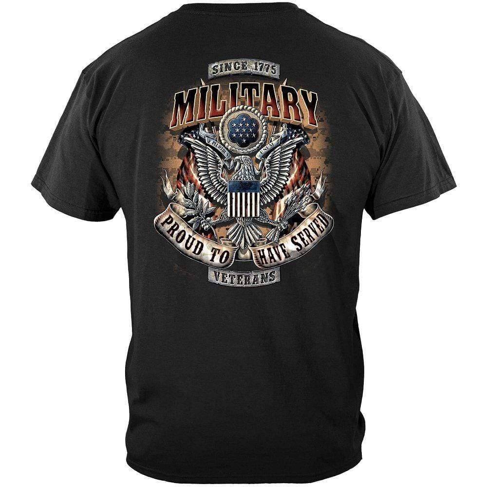 Military Veteran T-Shirt USA Patriotic Army Navy Air Force Tribute Graphic Tee S