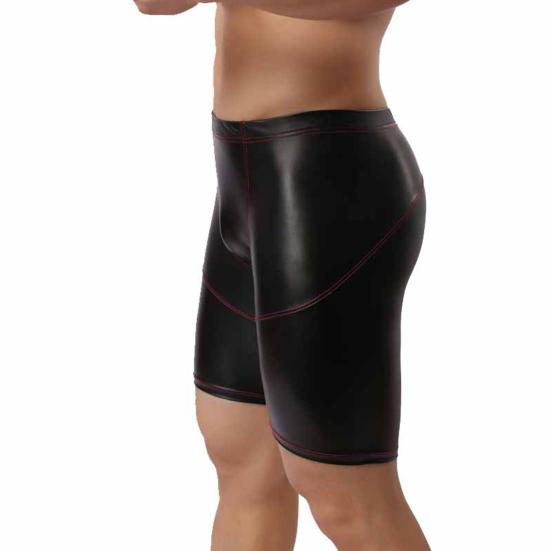 Středně vyvýšené U konvexní pánské kalhotky jemné šití šití zvedání boků skinny sexy jednobarevné šortky z umělé kůže spodky