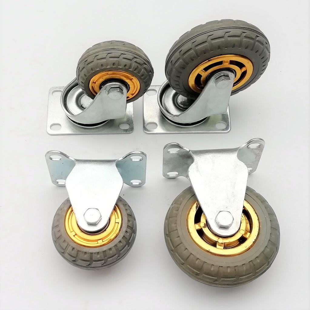 Medium Gray Elastic Silent Trolley Caster Wheel - Universal Gold Rubber